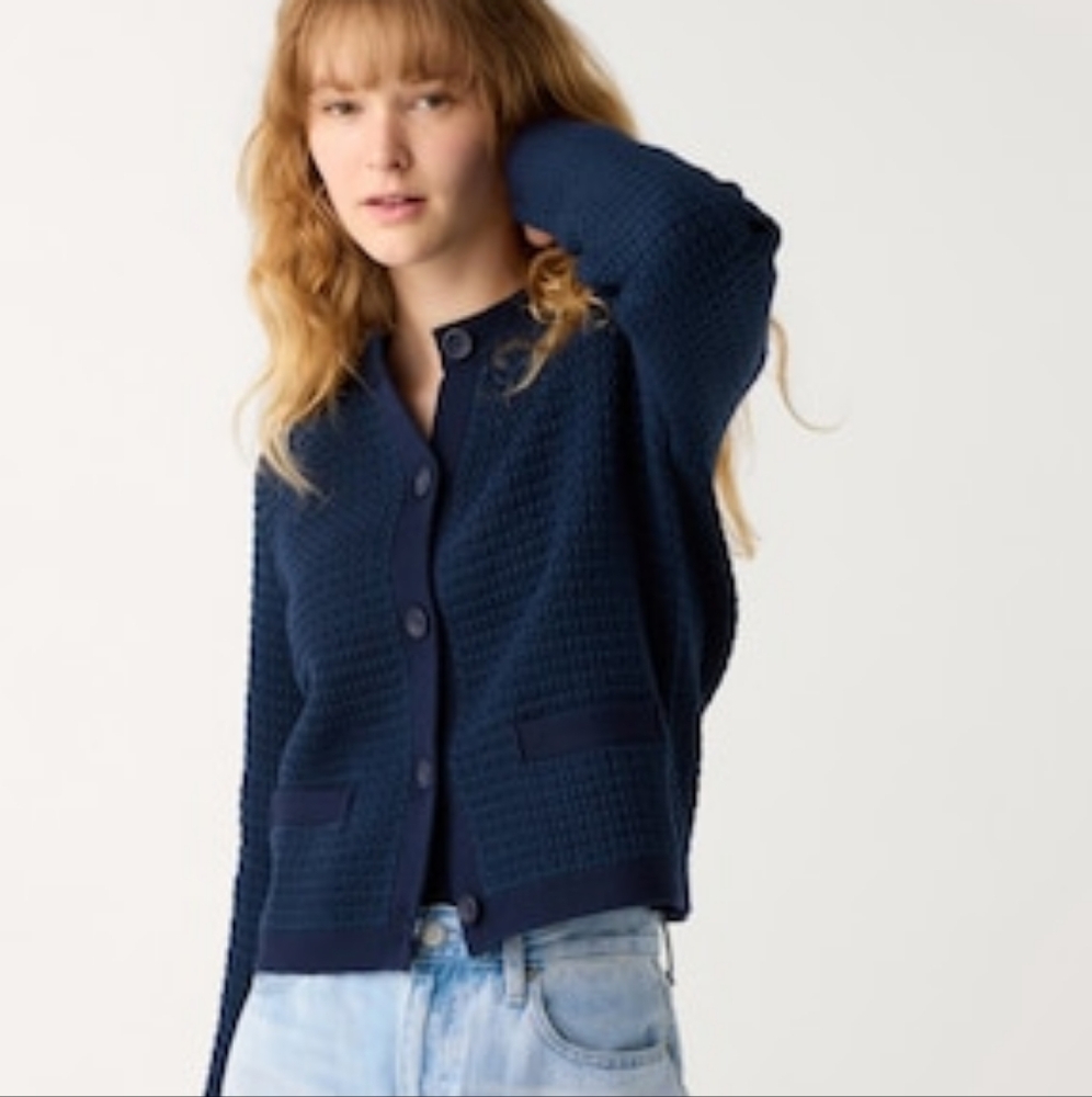Uniqlo cardigan ribbed sweater Navy  Blue Button Down